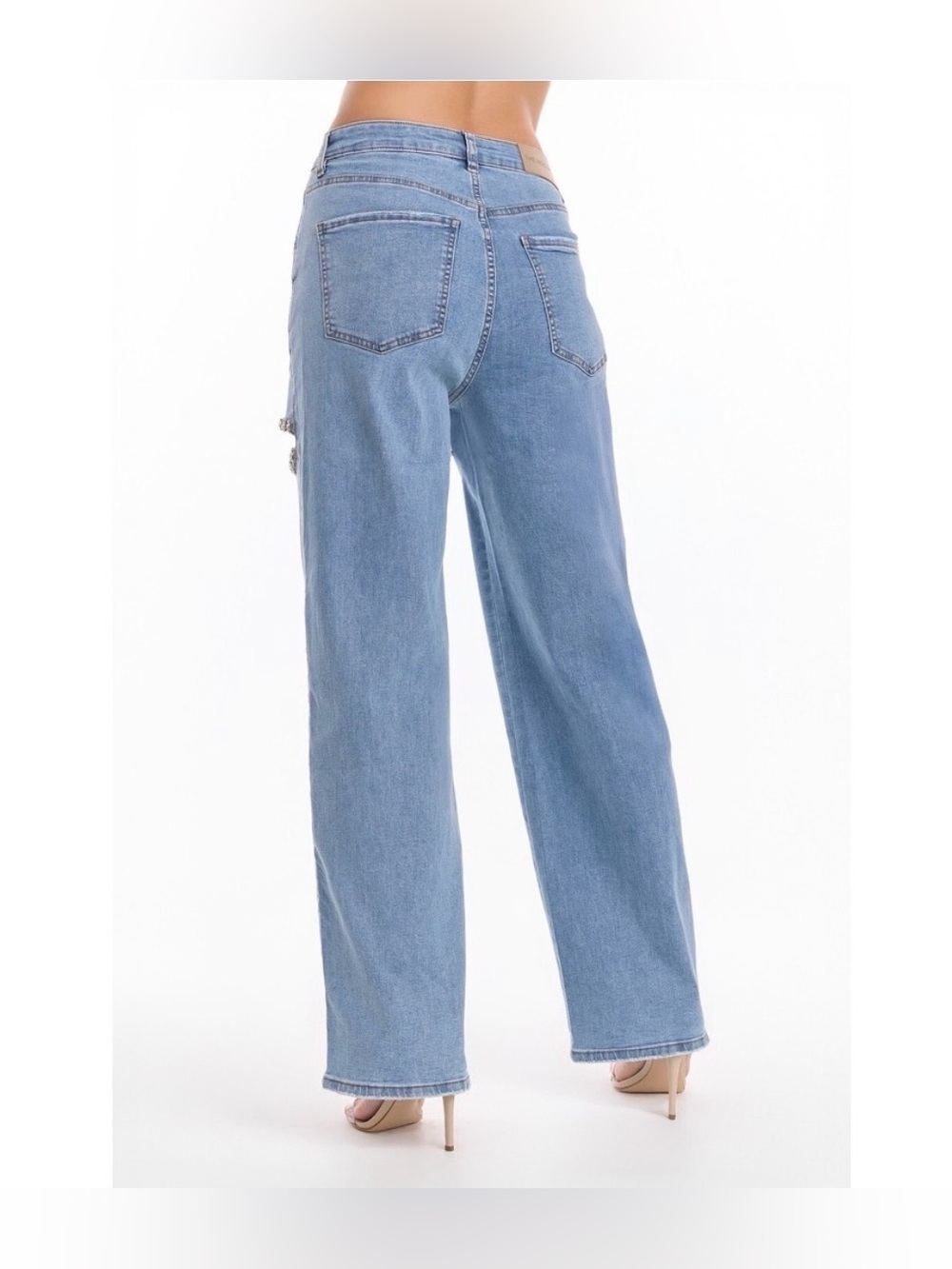 NEW THE NOLI SHOP Ivanka Crystal Jean Medium Wash Blue Size 32 Taylor Swift $268 - Picture 2 of 8